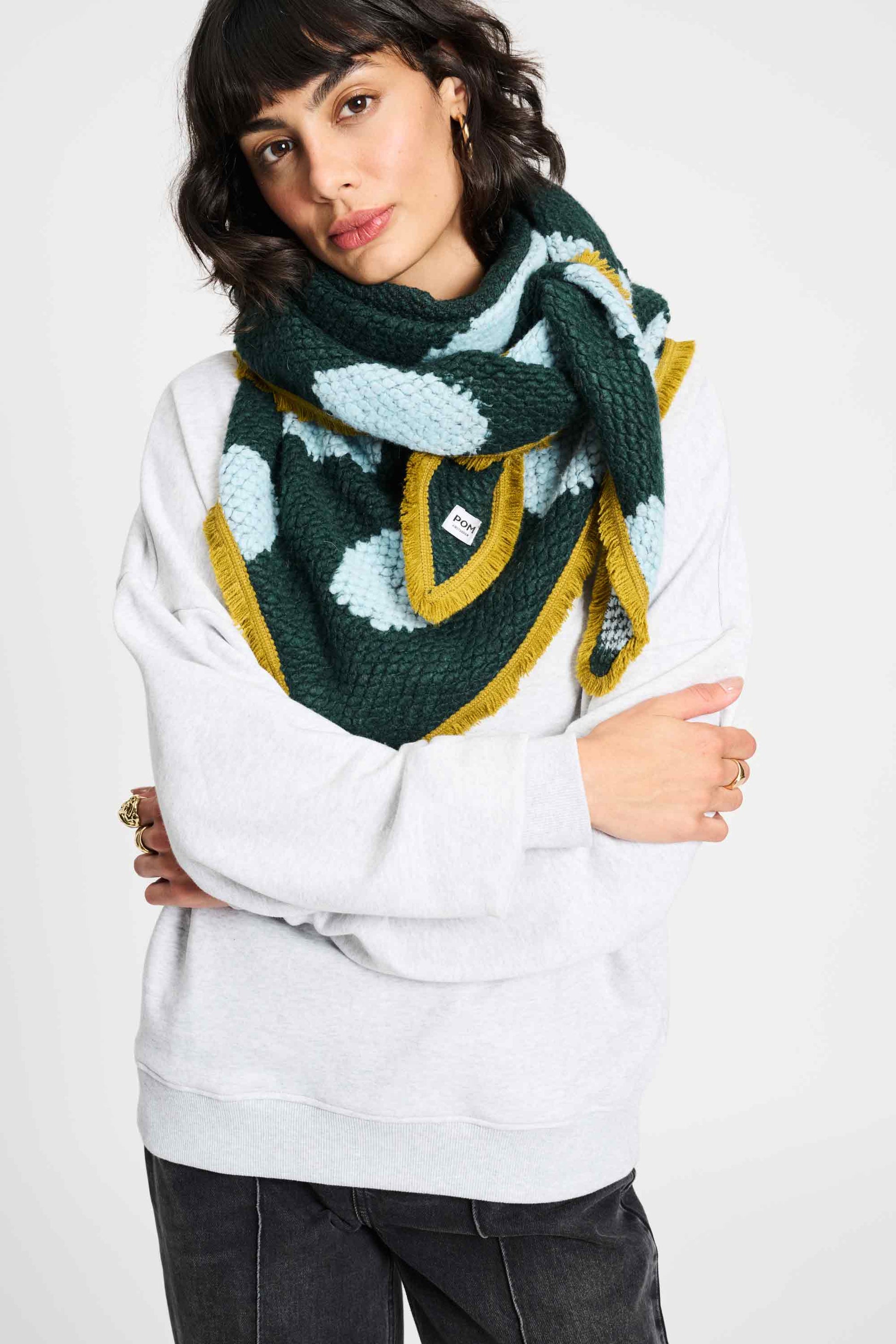 POM Amsterdam Shawls Green / OS SJAAL - Dots Green