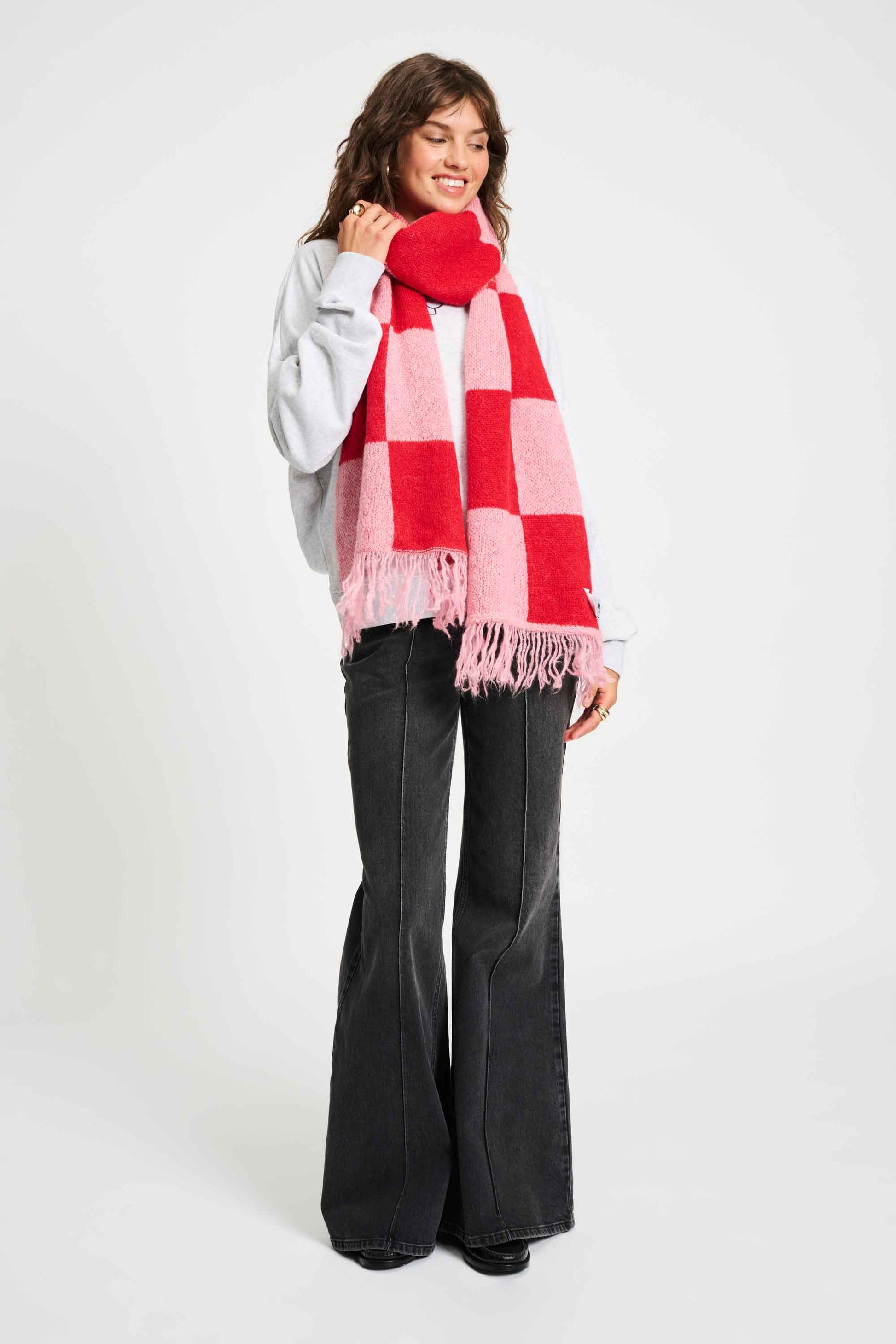 POM Amsterdam Shawls Red / OS SJAAL - Checks