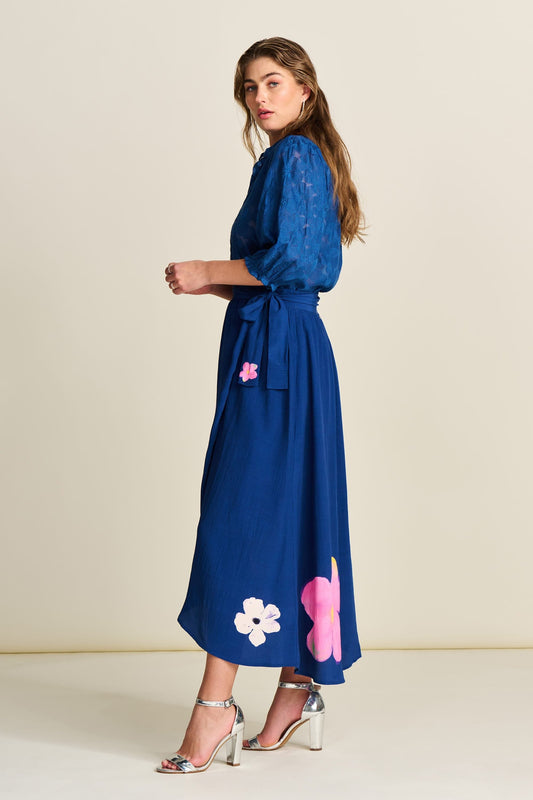 POM Amsterdam Skirts Blue / 34 ROK - Ink Blue Blossom