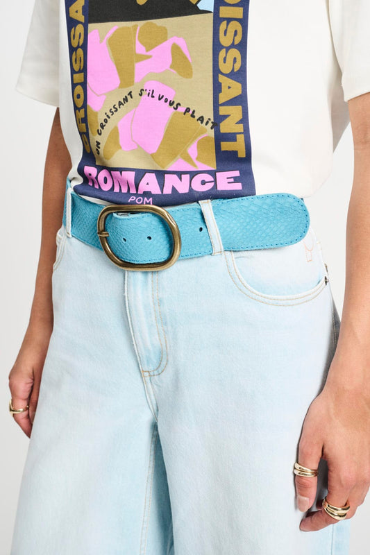 POM Amsterdam Belts Blue / 75 RIEM - Olivia Suede Sky Blue