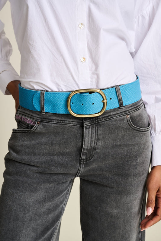 POM Amsterdam Belts Blue / 75 RIEM - Olivia Suede Sky Blue