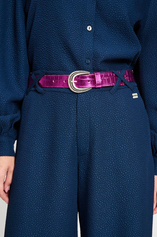 POM Amsterdam Belts Pink / 75 RIEM - Metallic Fuchsia Croco