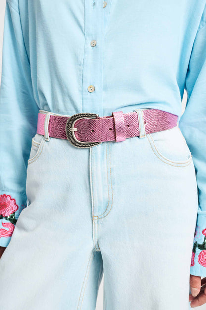POM Amsterdam Belts Pink / 75 RIEM - Snake Vibrant Pink