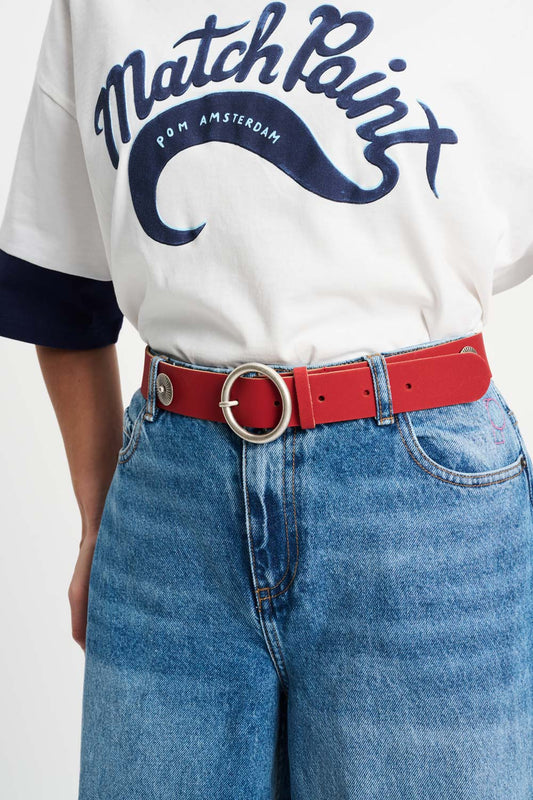 POM Amsterdam Belts Red / 75 BELT -  Studs Bloom Red