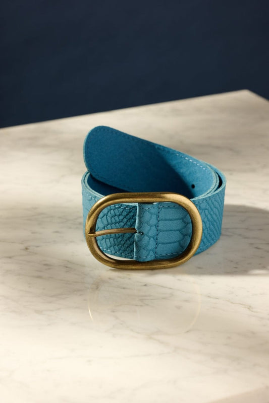 POM Amsterdam Belts RIEM - Olivia Suede Sky Blue