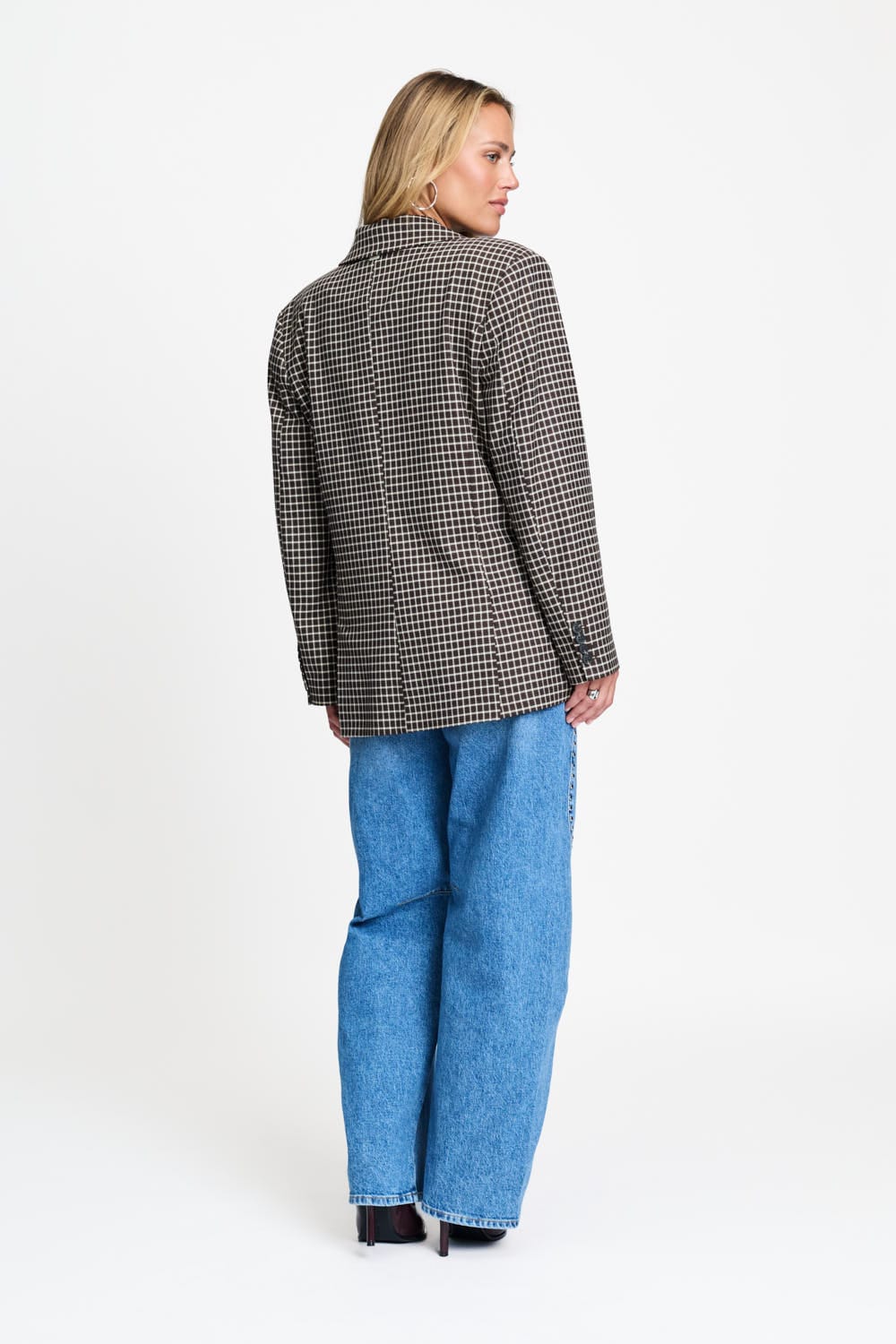 POM Amsterdam Blazers BLAZER - Laurie Bow Check Brown