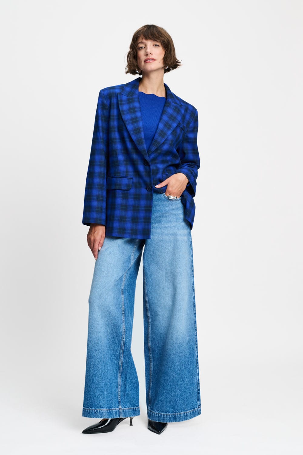 POM Amsterdam Blazers BLAZER - Laurie Check Blue