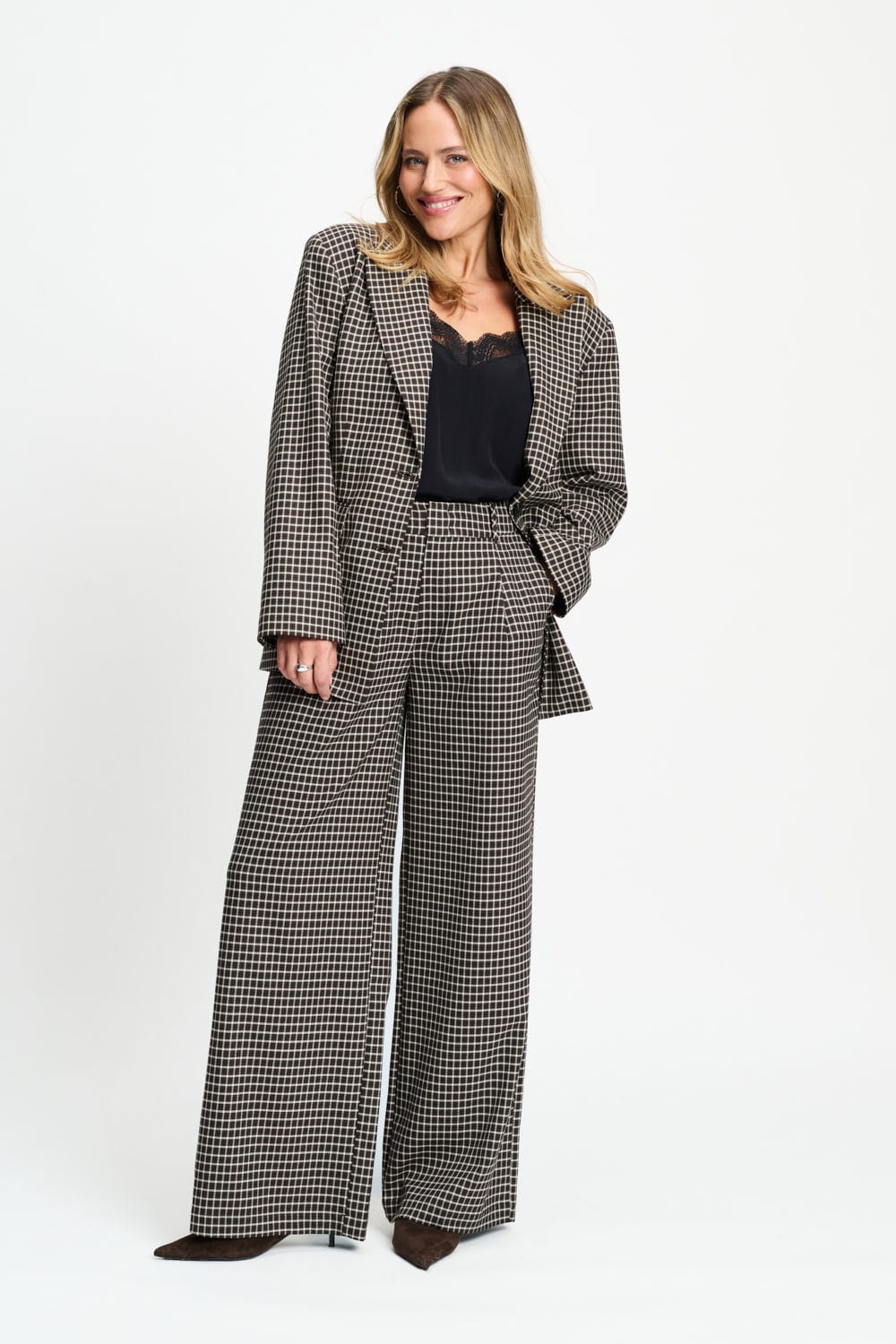 POM Amsterdam Blazers BLAZER - Laurie Check Brown