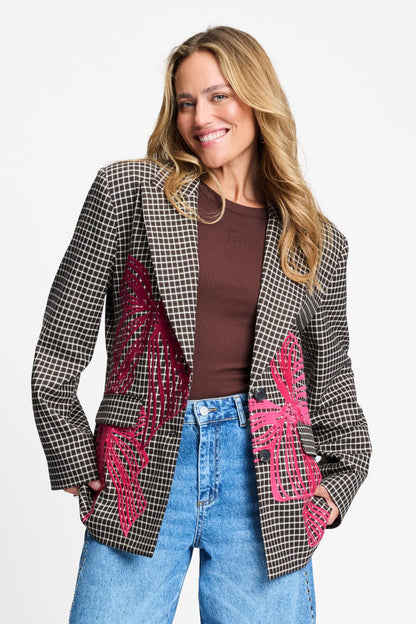 POM Amsterdam Blazers Brown / 34 BLAZER - Laurie Bow Check Brown
