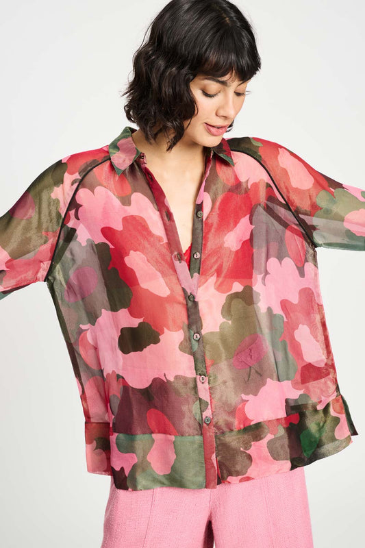 POM Amsterdam Blouses BLOUSE - Abstract Flower Shimmer