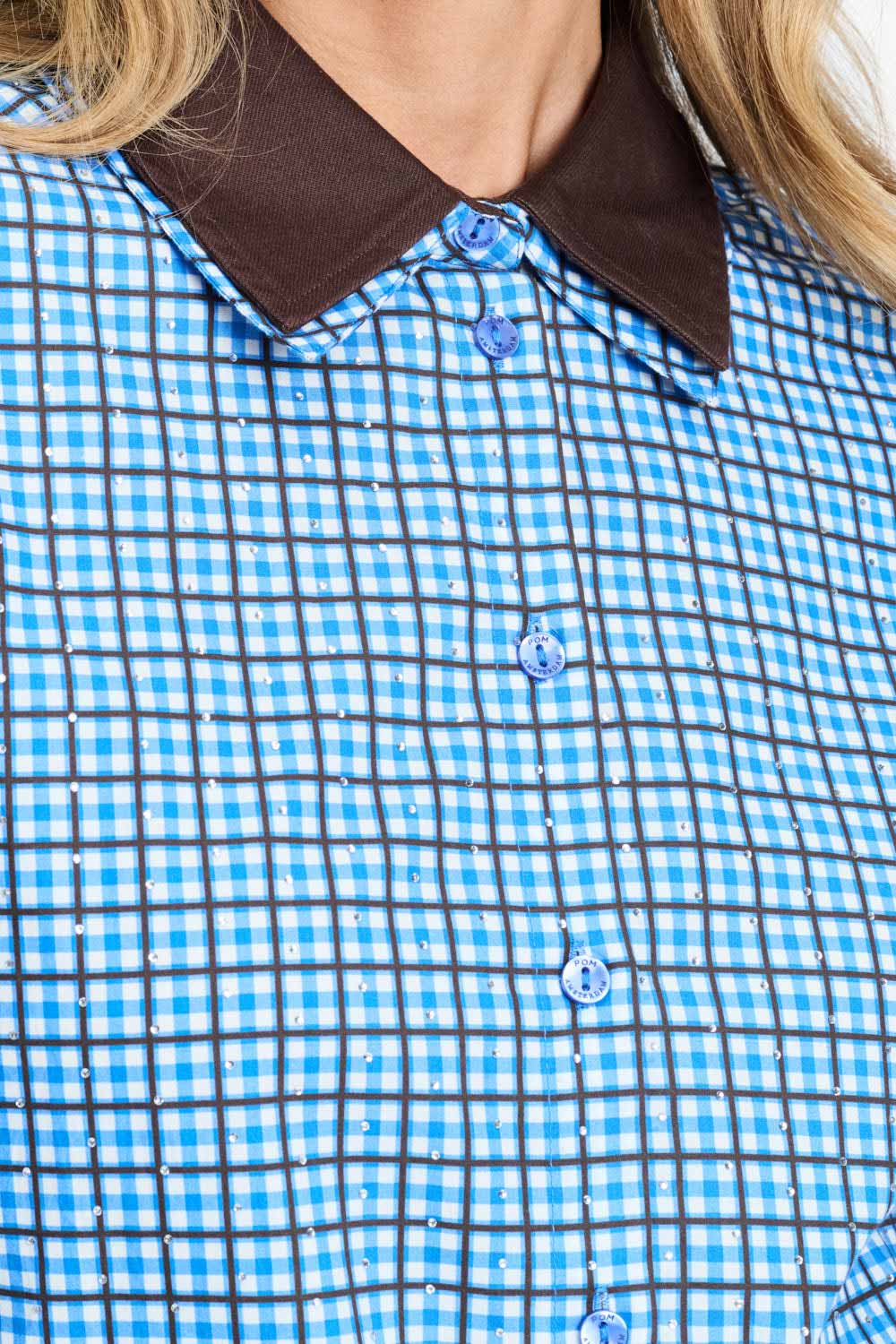 POM Amsterdam Blouses BLOUSE - Beau Check Sapphire Blue