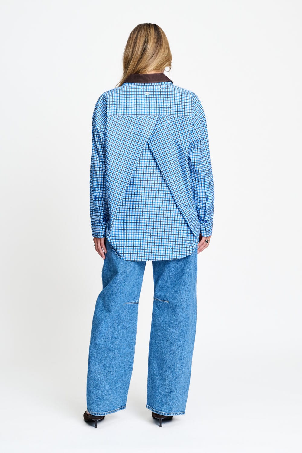 POM Amsterdam Blouses BLOUSE - Beau Check Sapphire Blue