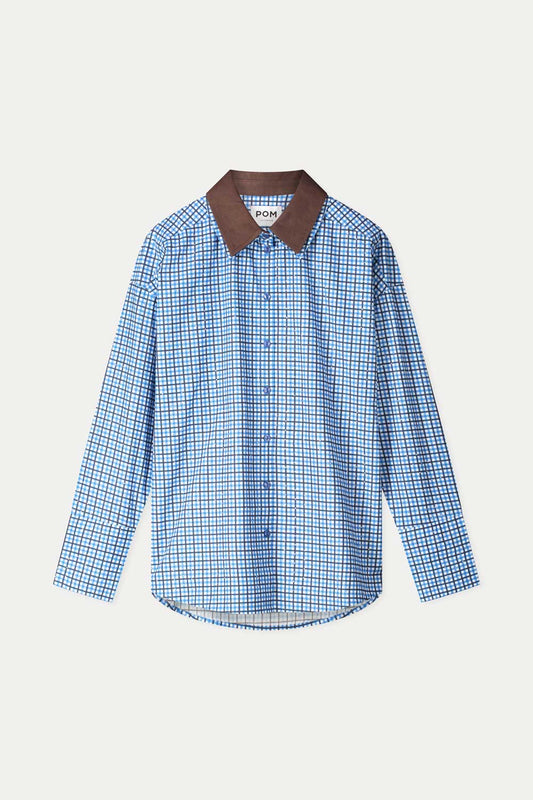 POM Amsterdam Blouses BLOUSE - Beau Check Sapphire Blue
