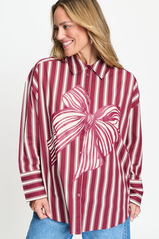 POM Amsterdam Blouses BLOUSE - Beau Ribbon Red
