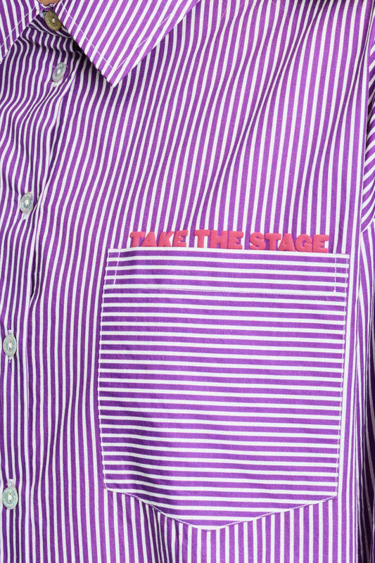 POM Amsterdam Blouses BLOUSE - Beau Striped Purple White