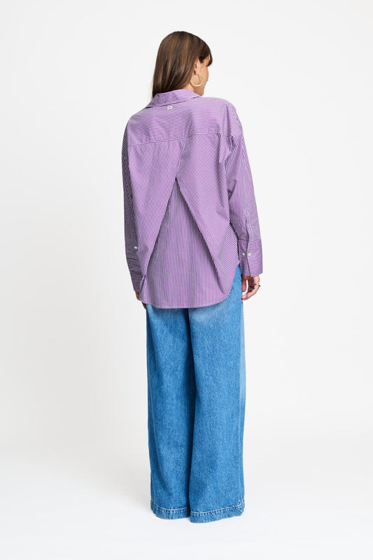 POM Amsterdam Blouses BLOUSE - Beau Striped Purple White