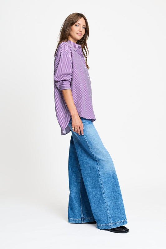 POM Amsterdam Blouses BLOUSE - Beau Striped Purple White