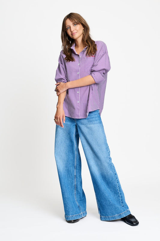 POM Amsterdam Blouses BLOUSE - Beau Striped Purple White