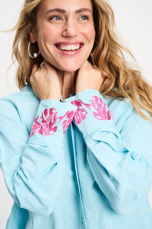 POM Amsterdam Blouses BLOUSE - Blue Sequins Urban Flora