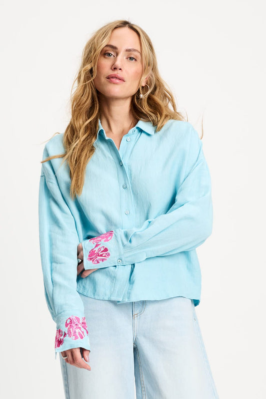 POM Amsterdam Blouses BLOUSE - Blue Sequins Urban Flora