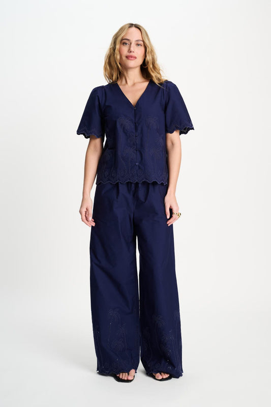 POM Amsterdam Blouses BLOUSE - Broderie Anglaise Night Blue