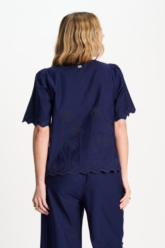POM Amsterdam Blouses BLOUSE - Broderie Anglaise Night Blue