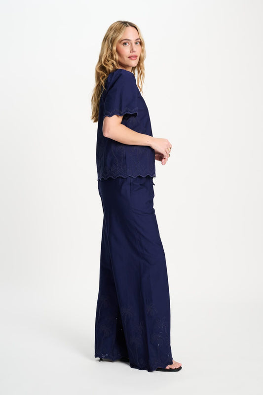 POM Amsterdam Blouses BLOUSE - Broderie Anglaise Night Blue