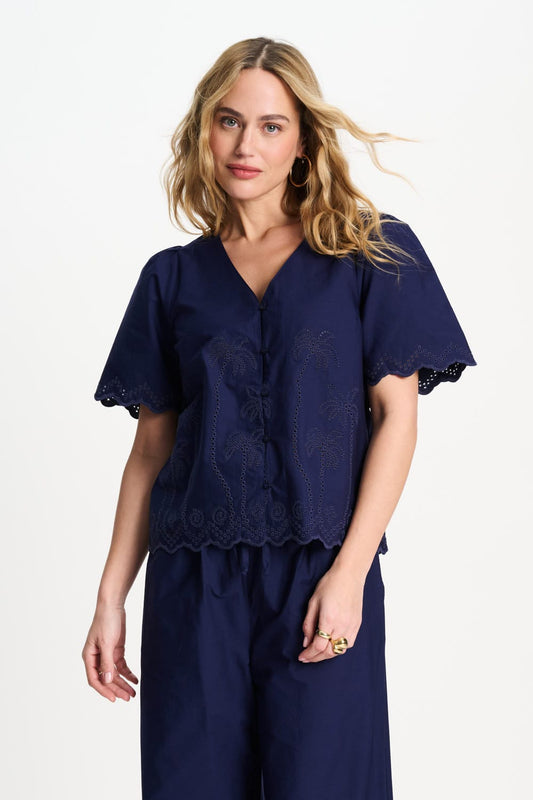 POM Amsterdam Blouses BLOUSE - Broderie Anglaise Night Blue