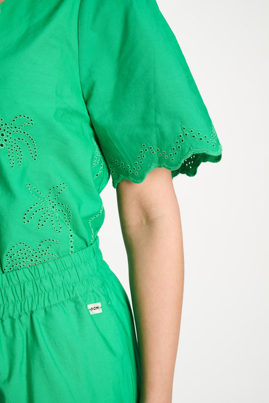 POM Amsterdam Blouses BLOUSE - Broderie Anglaise Palm Green