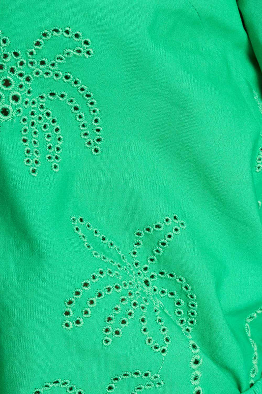 POM Amsterdam Blouses BLOUSE - Broderie Anglaise Palm Green