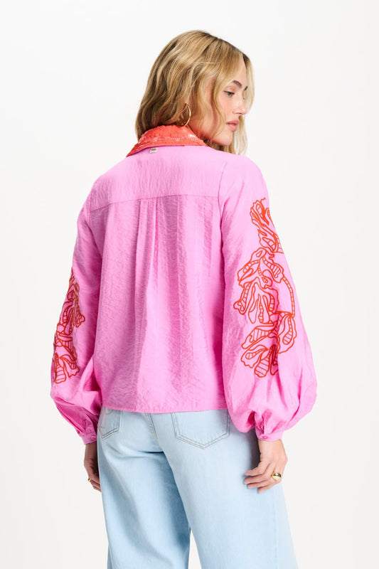 POM Amsterdam Blouses BLOUSE - Cheering Pink Sequins