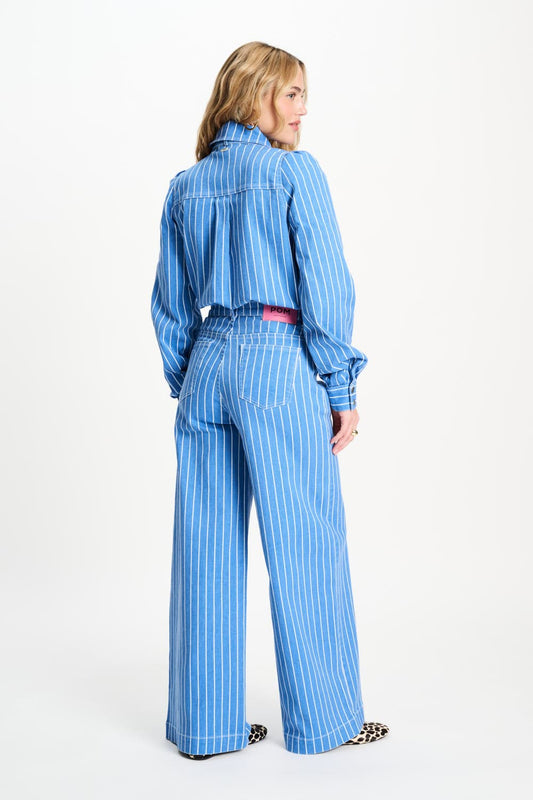POM Amsterdam Blouses BLOUSE - Denim Stripes Blue