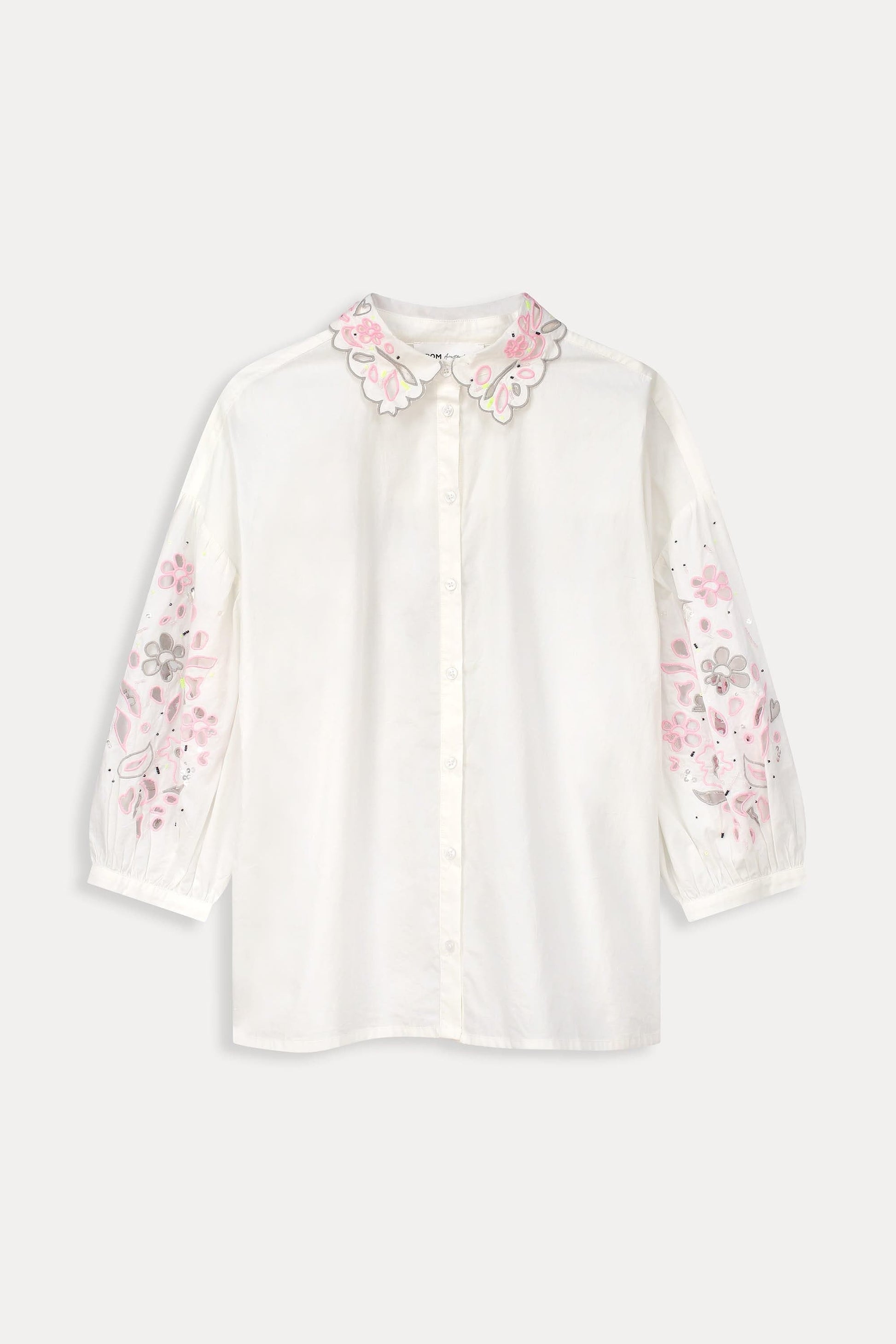 POM Amsterdam Blouses BLOUSE - Embroidery Blooming Ecru