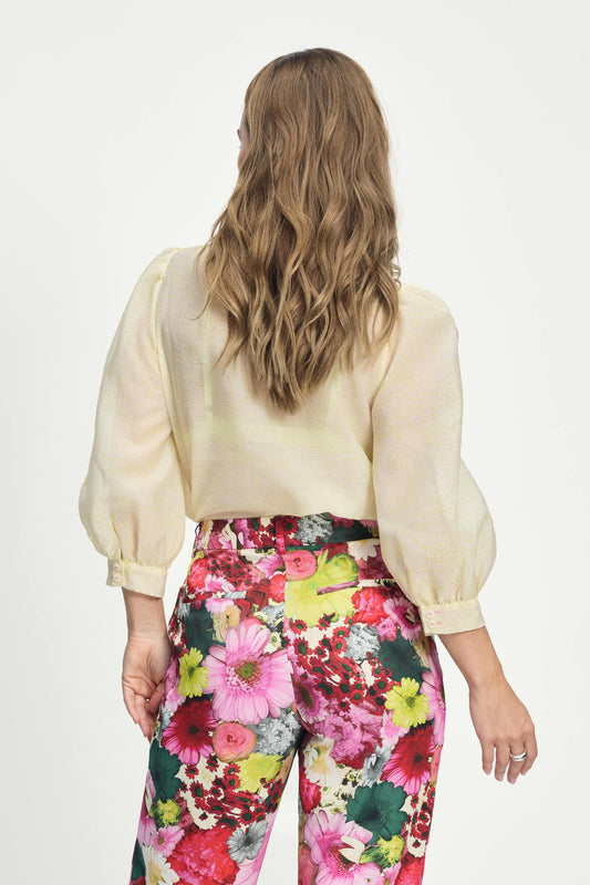 POM Amsterdam Blouses BLOUSE - Lime Dots