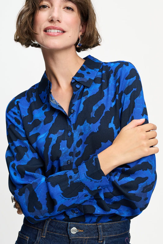 POM Amsterdam Blouses BLOUSE - Mila Animal Eternal Blue