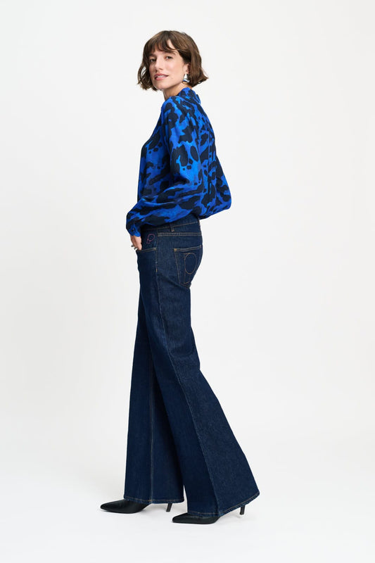 POM Amsterdam Blouses BLOUSE - Mila Animal Eternal Blue