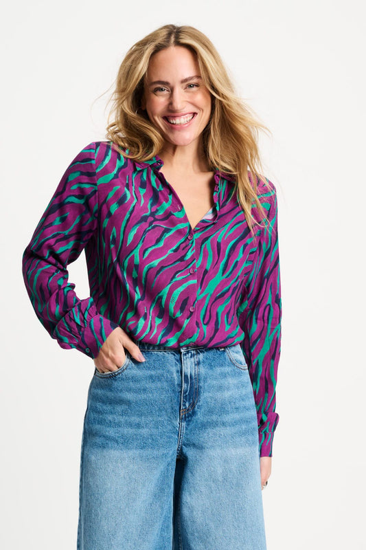 POM Amsterdam Blouses BLOUSE - Mila Animal Purple