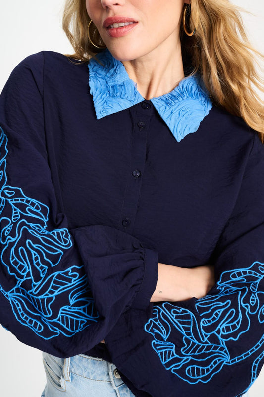 POM Amsterdam Blouses BLOUSE - Night Blue Flora