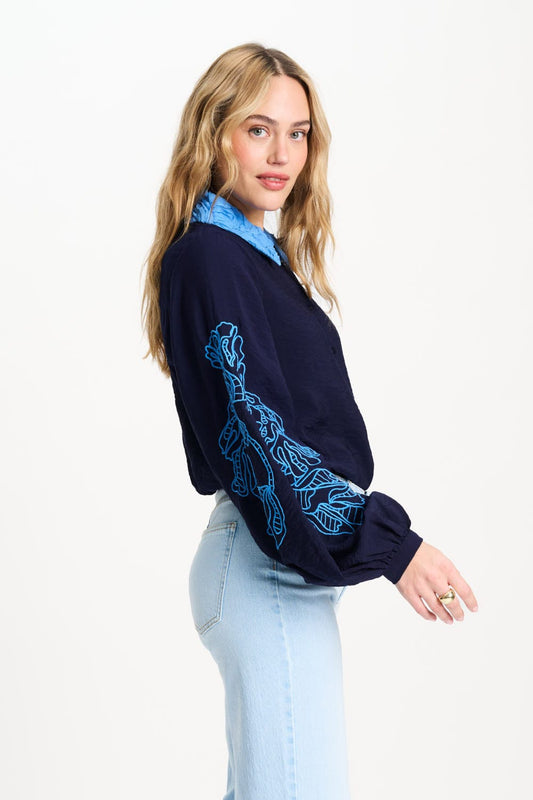 POM Amsterdam Blouses BLOUSE - Night Blue Flora