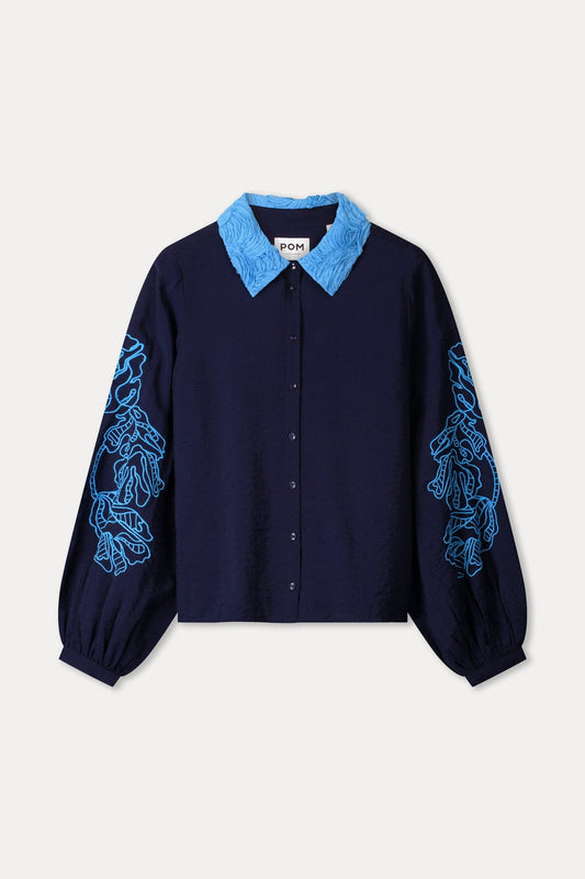 POM Amsterdam Blouses BLOUSE - Night Blue Flora