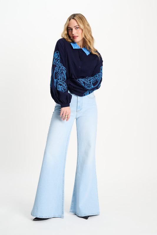 POM Amsterdam Blouses BLOUSE - Night Blue Flora