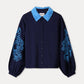 POM Amsterdam Blouses BLOUSE - Night Blue Flora