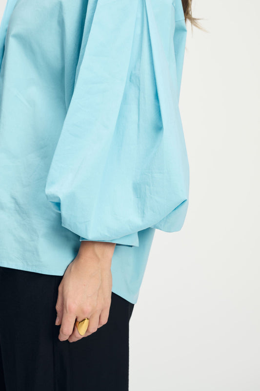 POM Amsterdam Blouses BLOUSE - Poplin Sky Blue