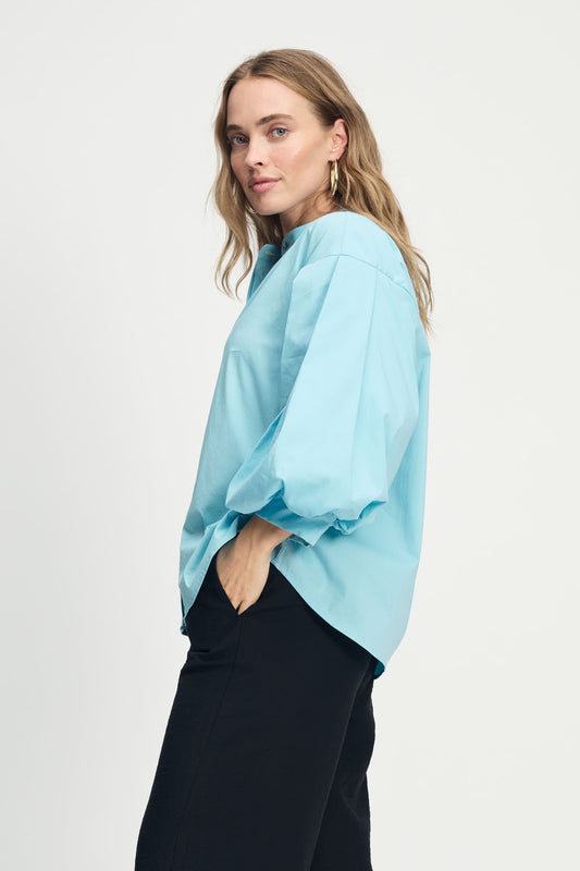 POM Amsterdam Blouses BLOUSE - Poplin Sky Blue