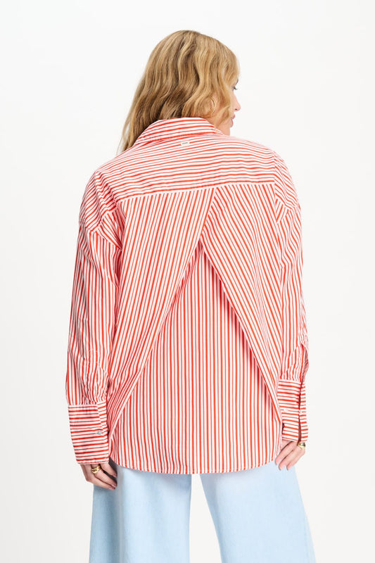 POM Amsterdam Blouses BLOUSE - Poplin Striped Orange