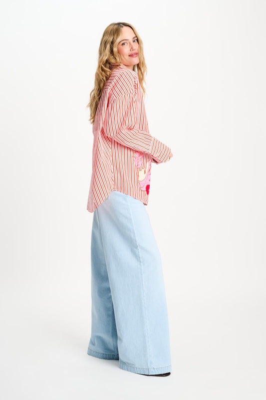 POM Amsterdam Blouses BLOUSE - Poplin Striped Orange