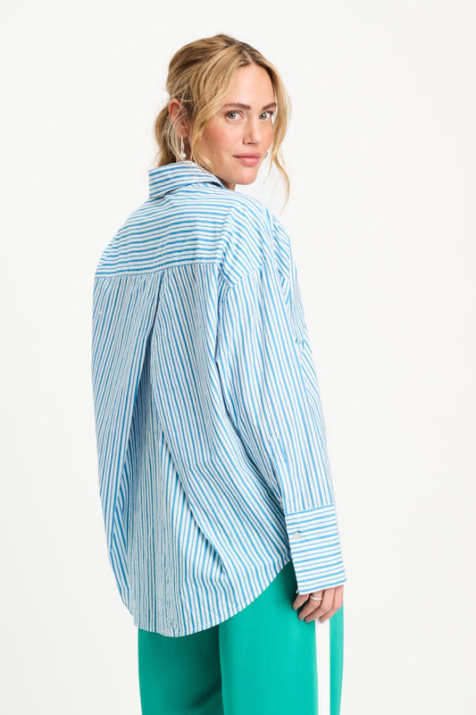 POM Amsterdam Blouses BLOUSE - Poplin Striped Smashing Blue
