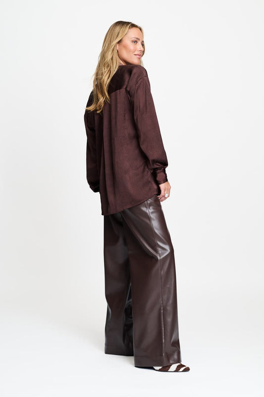 POM Amsterdam Blouses BLOUSE - Robin Chocolate Brown