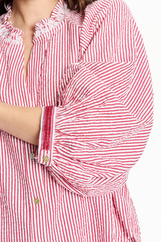 POM Amsterdam Blouses BLOUSE - Seersucker Red White