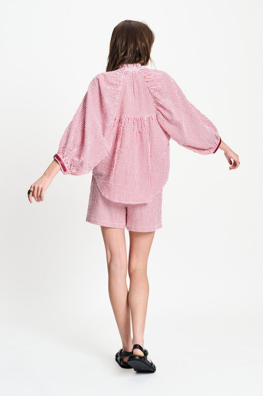 POM Amsterdam Blouses BLOUSE - Seersucker Red White